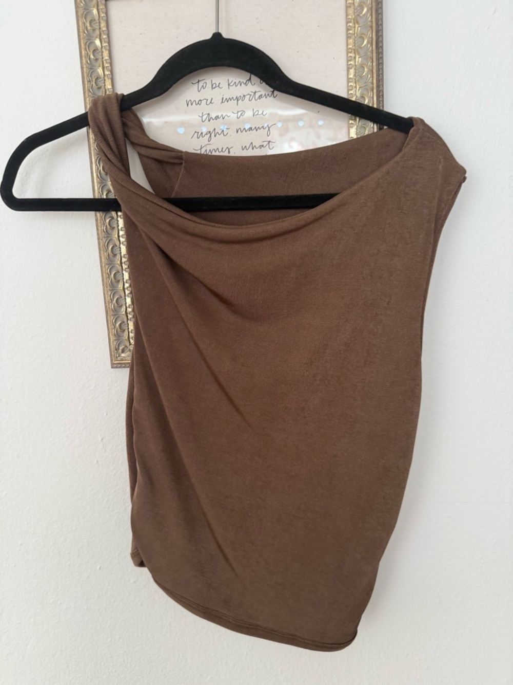 Brown One-Shoulder Knit Top